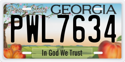 GA license plate PWL7634