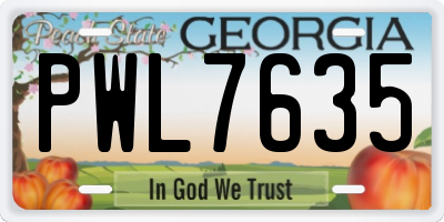 GA license plate PWL7635