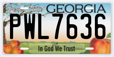 GA license plate PWL7636