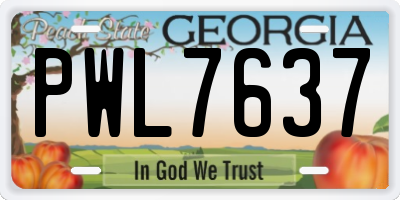 GA license plate PWL7637