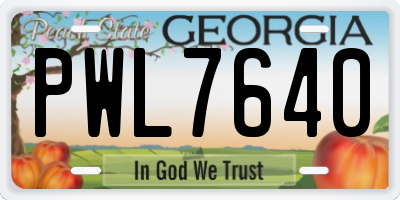 GA license plate PWL7640