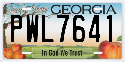 GA license plate PWL7641