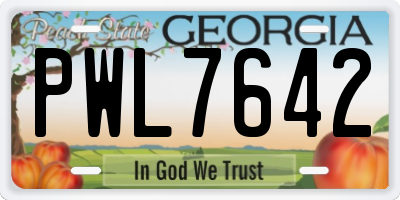 GA license plate PWL7642