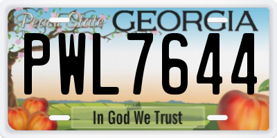 GA license plate PWL7644
