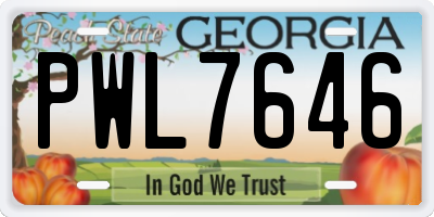 GA license plate PWL7646