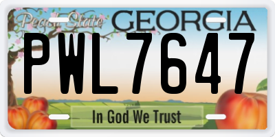 GA license plate PWL7647
