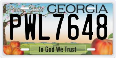 GA license plate PWL7648