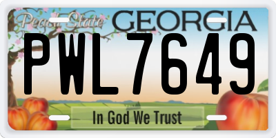 GA license plate PWL7649