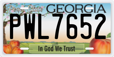 GA license plate PWL7652