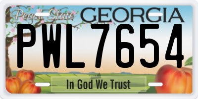 GA license plate PWL7654