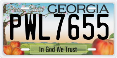 GA license plate PWL7655
