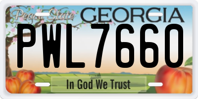 GA license plate PWL7660