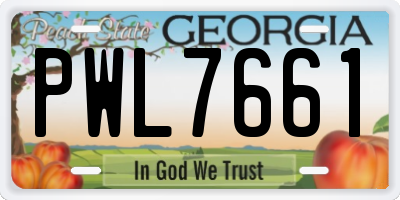 GA license plate PWL7661