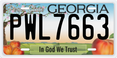 GA license plate PWL7663
