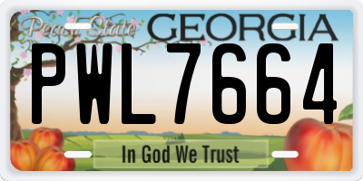 GA license plate PWL7664