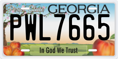 GA license plate PWL7665