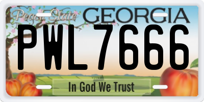 GA license plate PWL7666