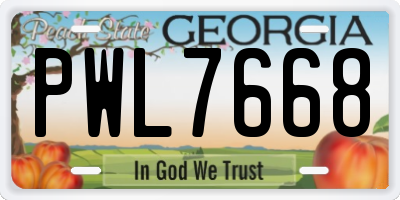 GA license plate PWL7668