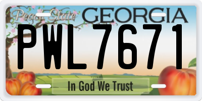GA license plate PWL7671