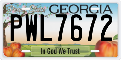 GA license plate PWL7672