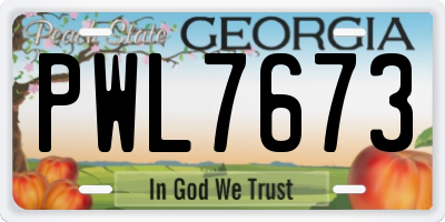 GA license plate PWL7673