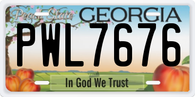 GA license plate PWL7676