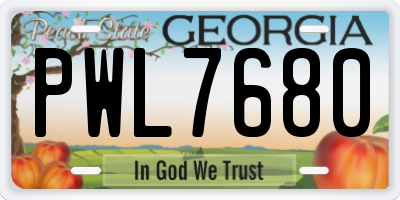 GA license plate PWL7680