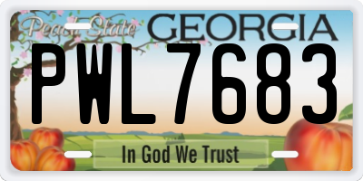 GA license plate PWL7683