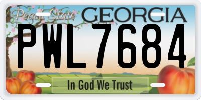 GA license plate PWL7684
