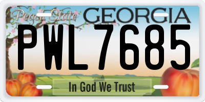GA license plate PWL7685