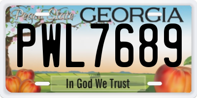 GA license plate PWL7689