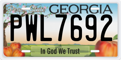 GA license plate PWL7692