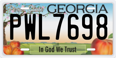 GA license plate PWL7698