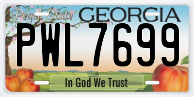 GA license plate PWL7699