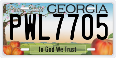 GA license plate PWL7705