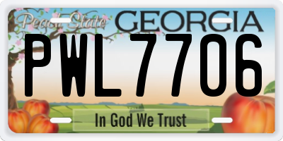GA license plate PWL7706