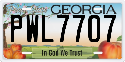 GA license plate PWL7707