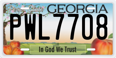 GA license plate PWL7708
