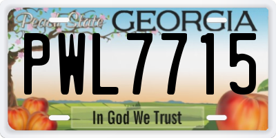 GA license plate PWL7715