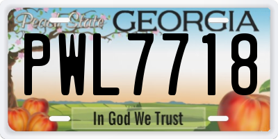 GA license plate PWL7718