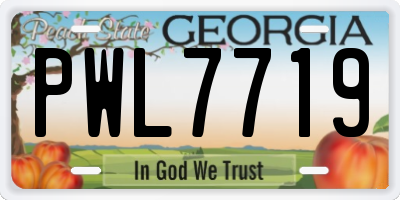 GA license plate PWL7719