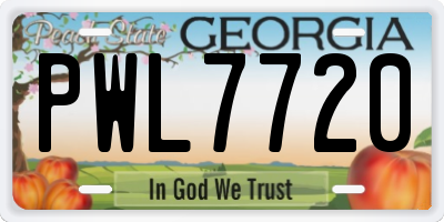 GA license plate PWL7720