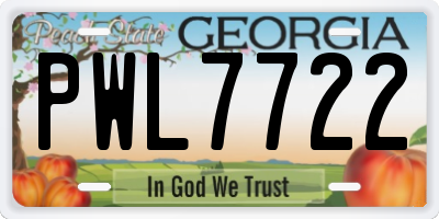 GA license plate PWL7722