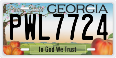 GA license plate PWL7724