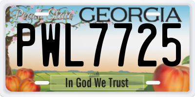 GA license plate PWL7725
