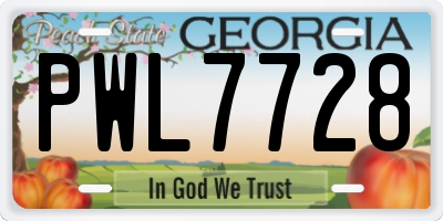 GA license plate PWL7728