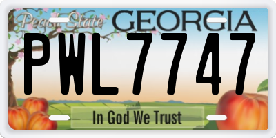 GA license plate PWL7747