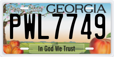 GA license plate PWL7749