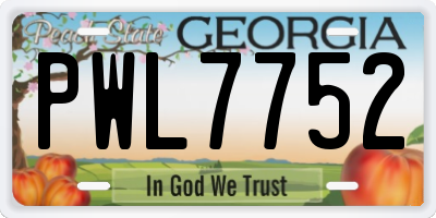 GA license plate PWL7752