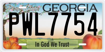 GA license plate PWL7754
